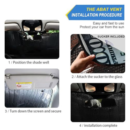 Car Windshield Sun Shade 100 Dollar Bill Printed Foldable Car Front Windshield Sunshade Blocks UV Rays Sun Visor Sun Heat Protection for Car Truck SUV to Keep Your Vehicle Cool (Medium / Dollar Bill)