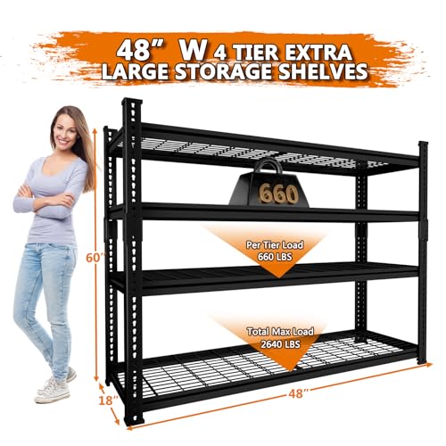 Storage Shelves Heavy Duty 2 PCS (4 Tier 48"W x 18"D x 60"H)