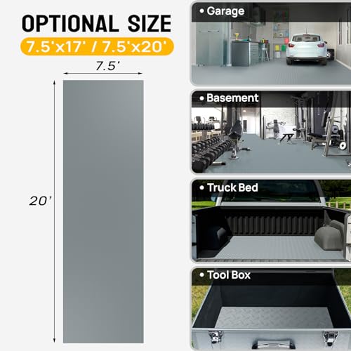 7.5 x 20 FT Garage Floor Mat (7.5'x20' / Silver)