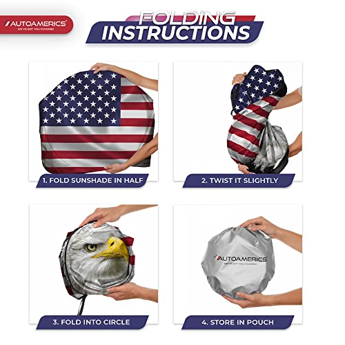 1 Piece Windshield Sun Shade New American Eagle Flag USA Patriotic Design (USA EAGLE FLAG / LARGE = 64 x 33.5 inches)