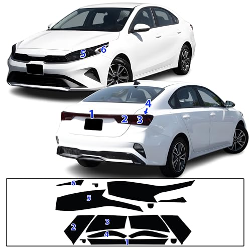 Full Headlight Taillight Reflector Sidemarker Head Tail Light Tint Kit Compatible with Kia Forte 2022 (Full Kit 22-24 / Dark Smoke)