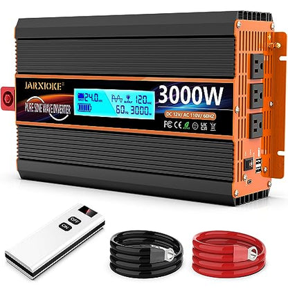 3000 Watt Pure Sine Wave Power Inverter 24V DC to 110V 120V Converter for Family RV Off Grid Solar System Car with Type (24V-3000W)