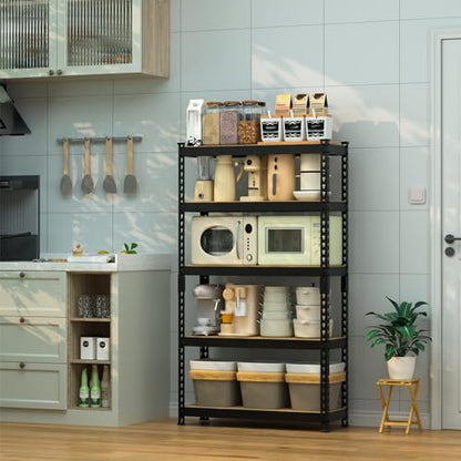 Shelving with MDF Board (Black / 27.4"W x 11.7"D x 60"H)