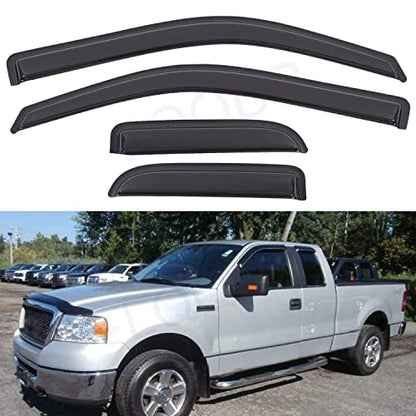 4pcs Window Visors Rain Guards for 2004 (for 2004-2014 Ford F150 Extended Cab)
