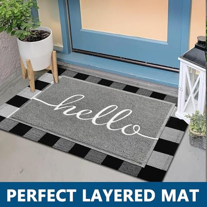 Door Mat Outside Inside Hello Doormat (3' x 2' / Grey Hello)