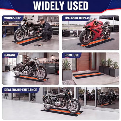 Motorcycle Mat Garage Floor Rug Washable Parking Mats for Garage Floors Non Slip Oil Absorbent Pad Rubber Backing Layer Protects Floor (Orange / 78 X 31 Inch)
