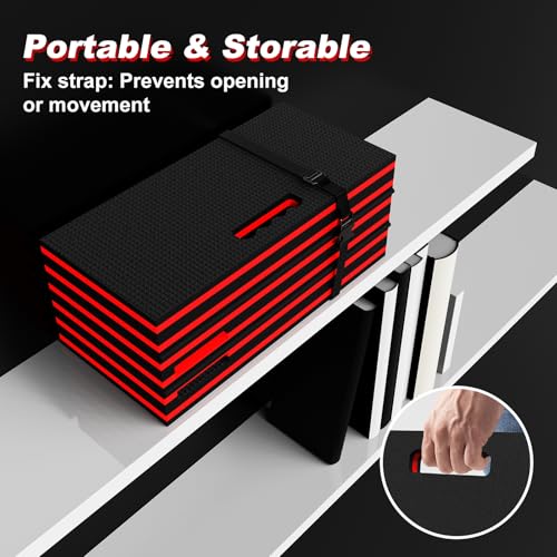 Thick Mechanic Mat Foldable EVA Kneeling Pad with Magnetic Tool Slot (Black & Red / 15.8"W)