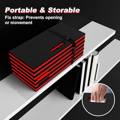 Thick Mechanic Mat Foldable EVA Kneeling Pad with Magnetic Tool Slot (Black & Red / 15.8"W)