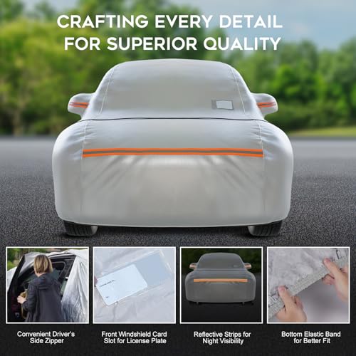 Heavy Duty SUV Car Cover Waterproof All Weather for Automobiles (Silver / Fit SUV-Length (Up To 189"))
