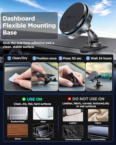 Qi2.2 25W Certified for Mag Safe Car Mount Charger (Black)
