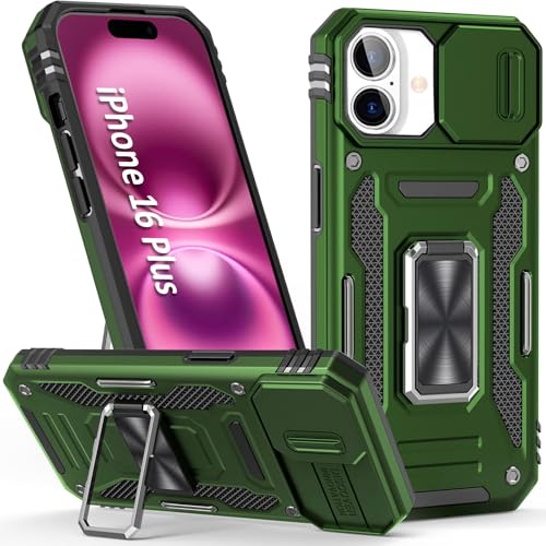 Phone Case for 16 Plus Case iPhone 16 Plus Phone Case with Camera Lens Cover (iPhone 16 Plus 【6.7 inch】 / Olive Green)