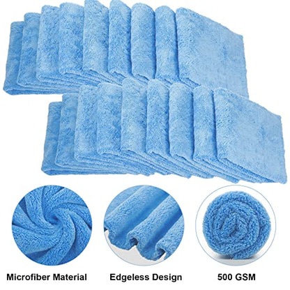 30 Pcs 16 × 16 Inch Microfiber Towels for Cars (Light Blue / 16 x 16 Inch)