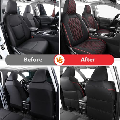 Car Seat Covers Full Set for Toyota RAV4 2019 (Red / 2019-2025 RAV4 Hybrid(Non XSE&2022-2025 SE Hybrid))