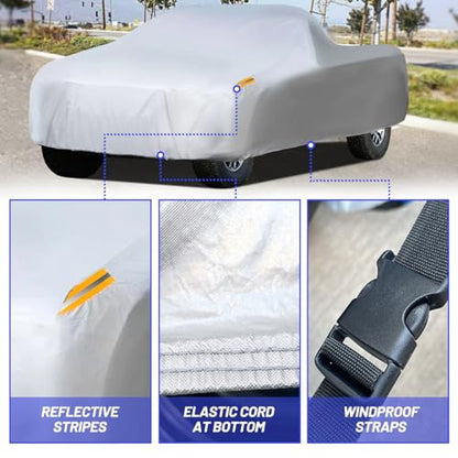 Waterproof Car Cover All Weather Snowproof UV Protection Windproof Outdoor Full Truck Cover (Xxl Fit Truck Length(242- 250 Inch) / All silvery)