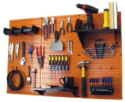 4 ft Metal Pegboard Standard Tool Storage Kit with Orange Toolboard and Black Accessories (Orange)