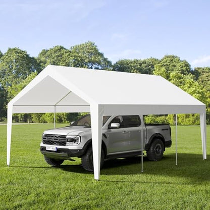 10x20ft Metal Carport with Leg Wrap (Gray / 10*20FT All-inclusive White)
