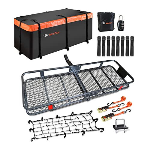 Hitch Mount Cargo Carrier Rack Basket 60"*20"*6"+Waterproof Bag 16 Cu.Ft (60"*20"*6")