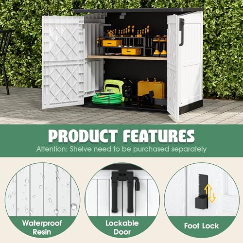 Outdoor Storage Cabinet 36 Cu Ft with Lockable Doors (Black-Ashen / 29.1"×51.1"×43.3")