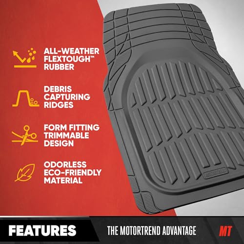 FlexTough LITE Rubber Car Mats Full Set (Full Set Lite (Sedan, Compact) / Gray Lite)