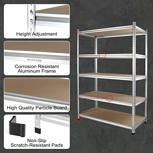 5 Tier Shelving Unit (48"W x 24"D x 72"H(Aluminum Finish))