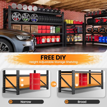 79” Wide Heavy Duty Metal Garage Shelving (Matte Black / 79"Wx24"Dx79"H)