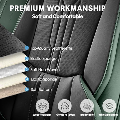 Front Seat Covers (FRONT PAIR / GREEN&BLACK)