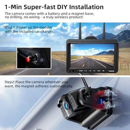 Magnetic Wireless Backup Camera (Carbon Black / 7-inch 2-Cam)