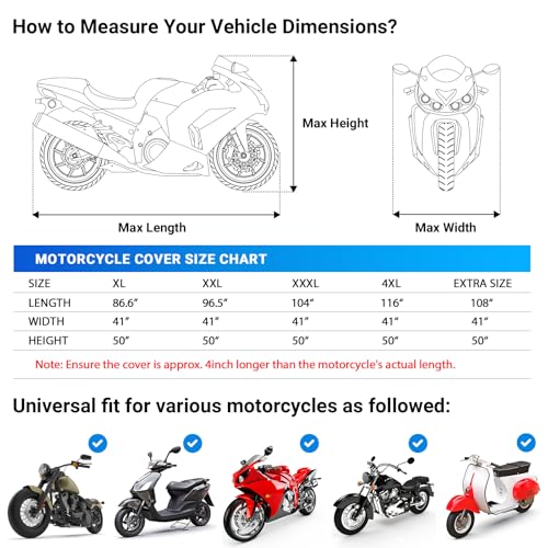 Motorcycle Cover Waterproof Outdoor Motorcycle Cover Heavy Duty (Orange / 104")