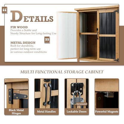 Small Outdoor Storage Cabinet for Patio (Black / 32"L x 13.4"W x 39"H)