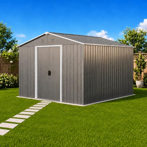 8x10 FT Outdoor Storage Shed (8x10 FT/No Window / Gray)