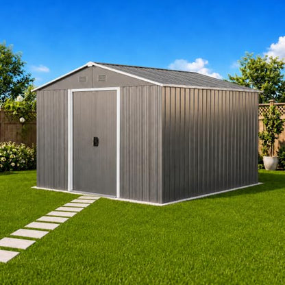 8x10 FT Outdoor Storage Shed (8x10 FT/No Window / Gray)
