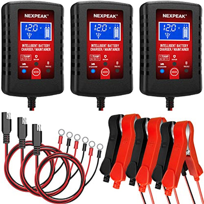 3 Pack 1.75A Car Battery Charger