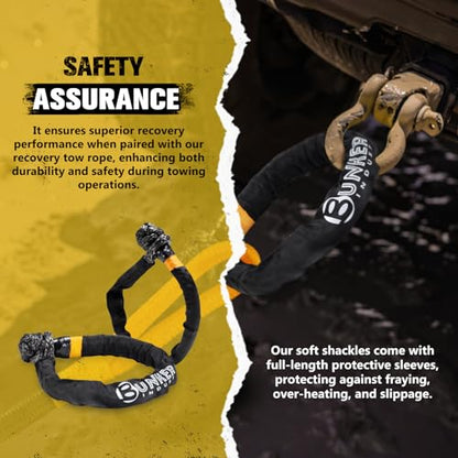1"×30ft Kinetic Recovery Rope with 2 Soft Shackles Kit (1in×30ft)