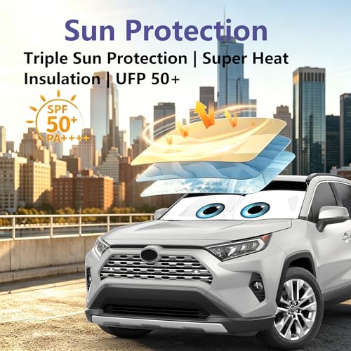 Windshield Sun Shade for Toyota RAV4 2019 (Black / Toyota RAV4 (Custom Fit))
