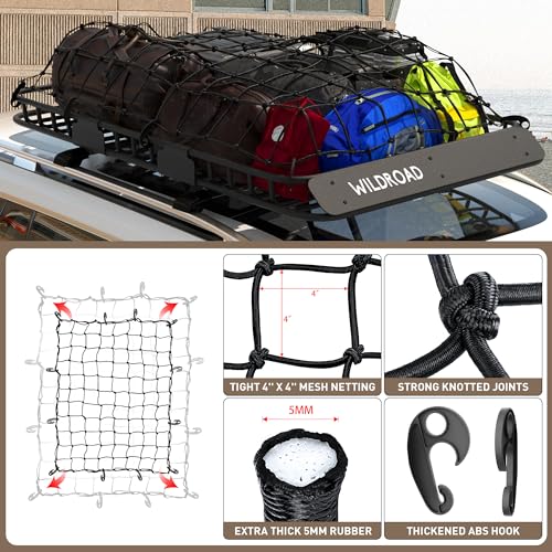 Rooftop Cargo Carrier Combo Roof Rack Cargo Basket 64" x 39" x 4" (63" x 39" x 4")