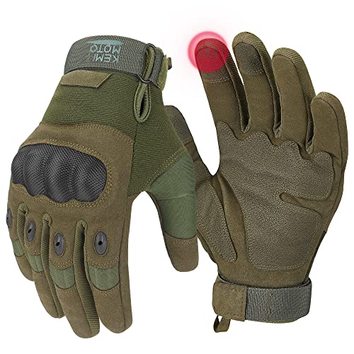 Tactical Gloves for Men (Green, Microfiber Protection / Medium)