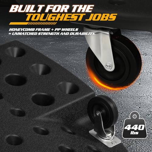 Mechanic Creeper with Padded Headrest and Dual Tool Tray (Black / 46.5")