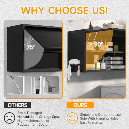 Metal Wall Cabinet with Up (19.7"H / Black)