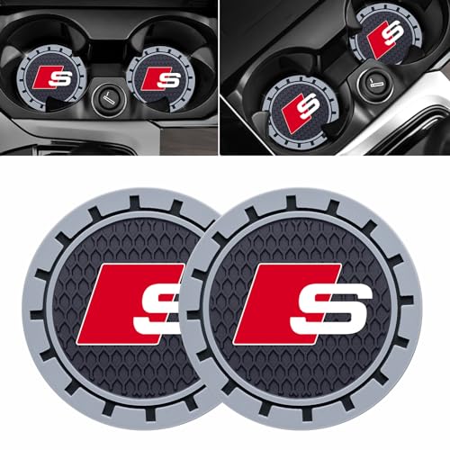 Car Cup Holder Coaster for Audi S Line Recessed Silicone Cupholder Coaster Interior Accessories 2.75IN 2Pack (Gray-05)