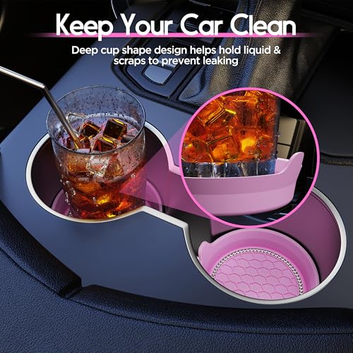 4 Pack Car Cup Holder Coaster Bling Crystal Rhinestone Car Interior (Pink / 4 Pack)
