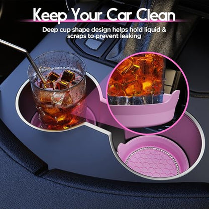 4 Pack Car Cup Holder Coaster Bling Crystal Rhinestone Car Interior (Pink / 4 Pack)