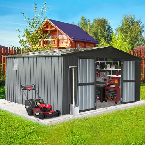Domi Outdoor Storage Shed 11' x 12.5' (11' x 12.5' Gable Roof / Dark Gray)
