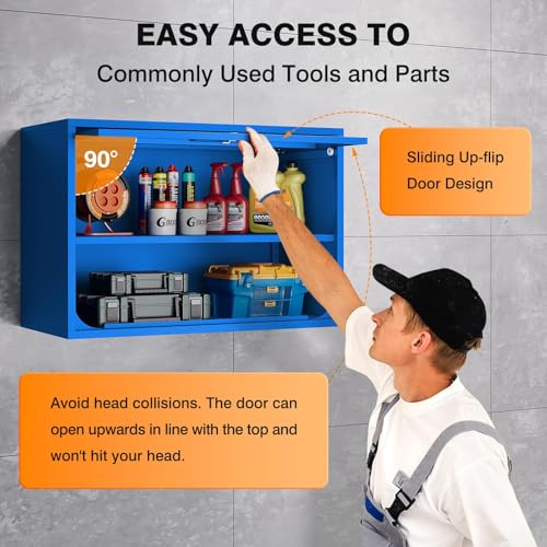 Metal Wall Cabinet with Locking Door and Shelf (21.65"H / Blue)