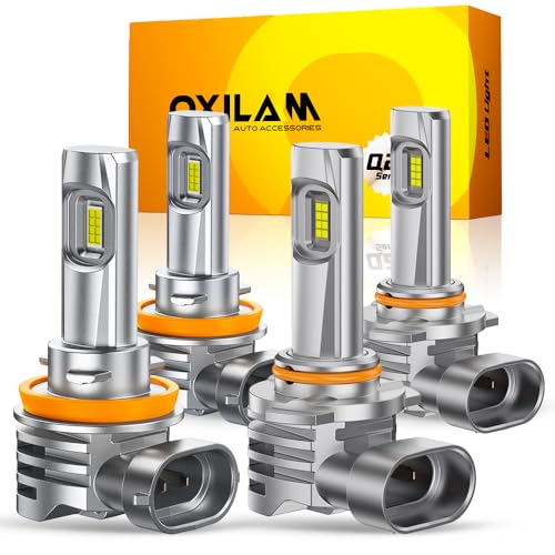 H11/H9/H8 and 9005/HB3 Light Bulbs Combo, 58,000LM Wider Driving Vision, 1:1 Design 9005 H11 LED lights, True Plug & Play, Pack of 4 (H11+9005)