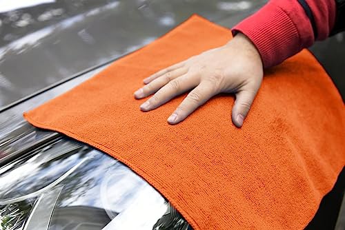 Microfiber Cleaning Cloths (Pack of 36 - 16x16 Inches / Orange)