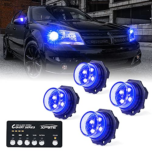 Blue LED Hideaway Strobe Lights Kit (Blue / 4 pcs)