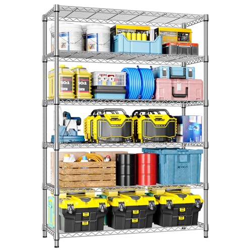 6 Tier Heavy Duty Metal Wire Shelving Unit (6 Tier, 17.7" D x 47.2" W x 82.7" H / Chrome)