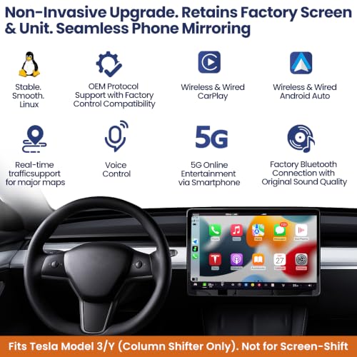 Wireless CarPlay & Android Auto Connectivity Module for Tesla Model 3 (Silver And Orange)