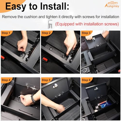 Car Center Console Lock Safe Box Armrest Storage Compatible with Toyota Tundra 2022 (Black)