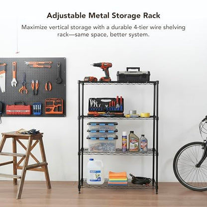 4 Tier Wire Shelving Unit Storage Rack (4 Tier - 14"W x 30"L / Black)